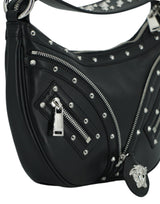 Elegante bolso de hombro de cuero negro de cuero