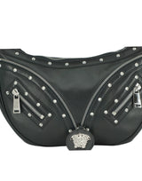 Elegante bolso de hombro de cuero negro de cuero