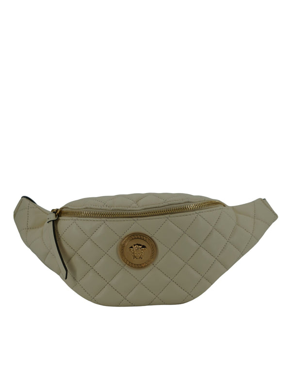 Bolso de cinturón de cuero de cordero blanco elegante