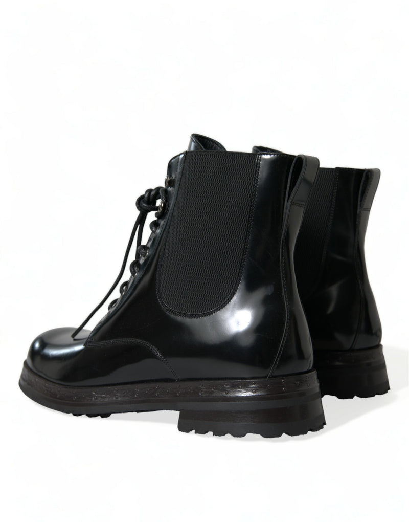 Bottes masculines élégantes en cuir noir noir