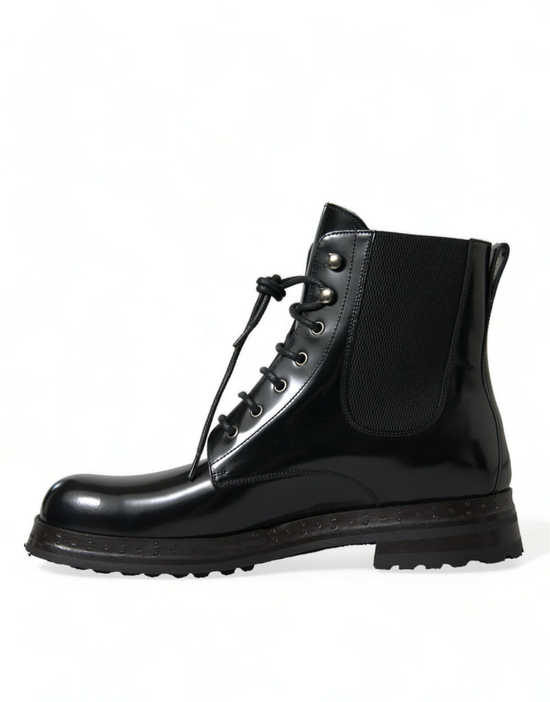 Elegantes botas de hombre de cuero negro de cuero de ternera