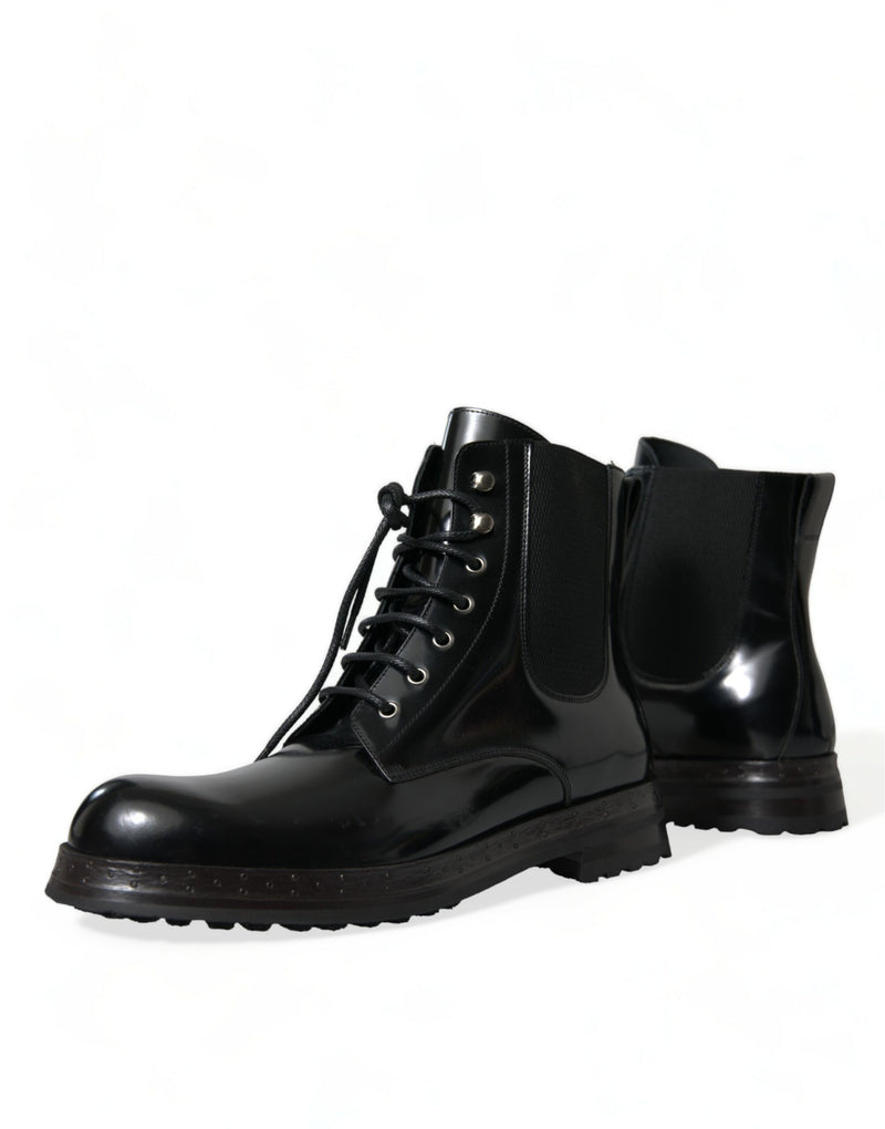 Elegantes botas de hombre de cuero negro de cuero de ternera