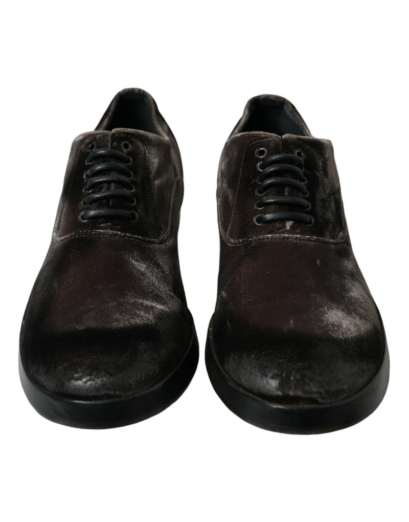 Elegante braune Samt Oxford Schnürschuhe