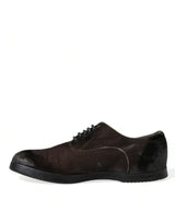 Κομψά καφέ βελούδο Oxford Lace-up παπούτσια