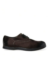 Κομψά καφέ βελούδο Oxford Lace-up παπούτσια