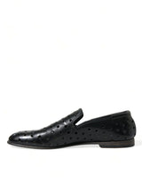 Elegante schwarze Leder -Perforated -Slipper