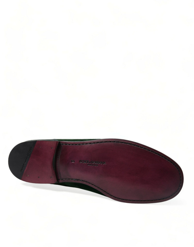 Emerald Velvet Leather Loafers για άνδρες