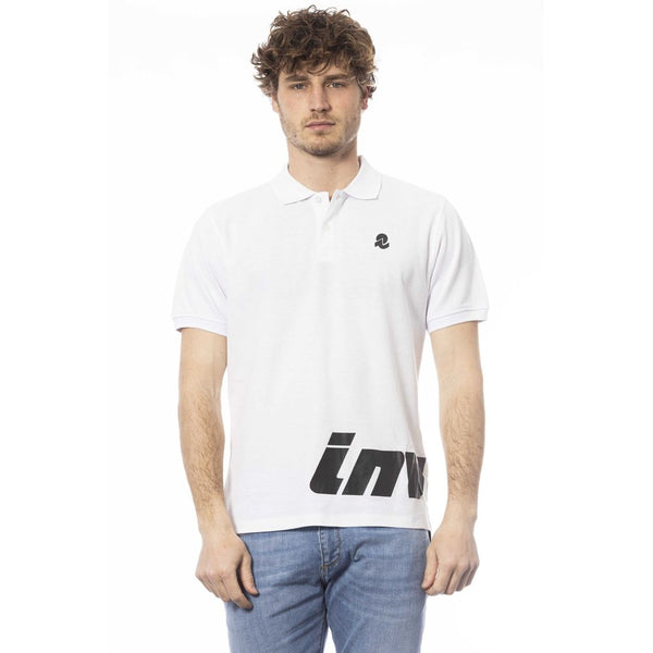 Elegante polo di cotone bianco con logo toracico