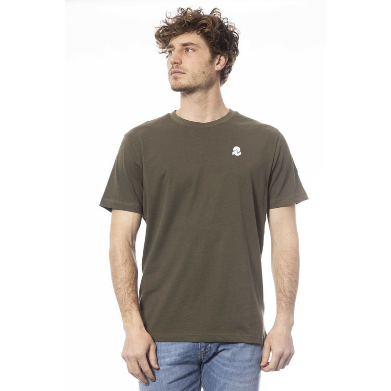 Elegante camiseta de algodón de la tripulación verde de la tripulación