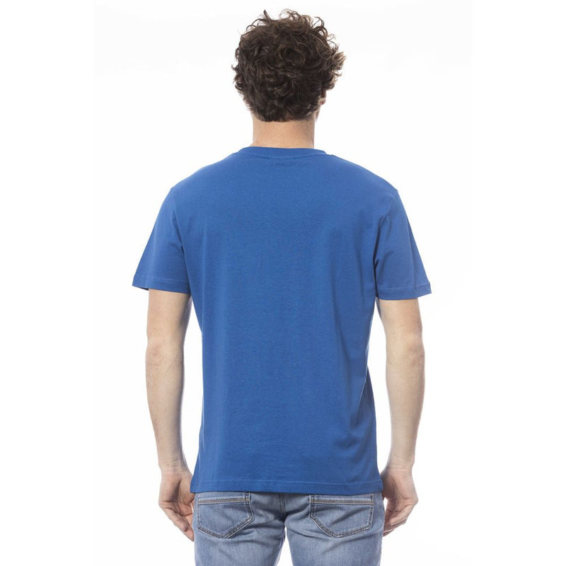 T-shirt en coton bleu élégant avec logo coffre