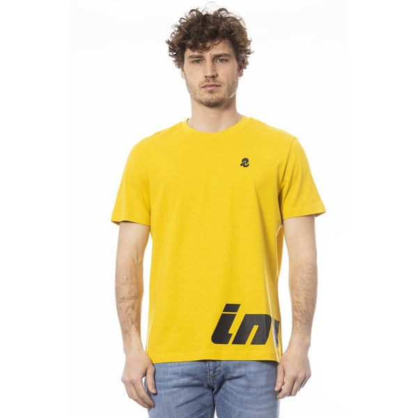 Sunshine Yellow Crew Neck -T -Shirt mit Logoabdruck