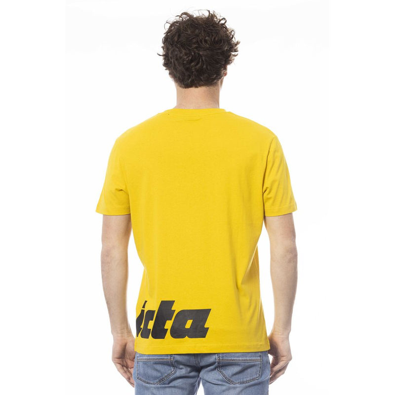 Sunshine Yellow Crew Neck -T -Shirt mit Logoabdruck