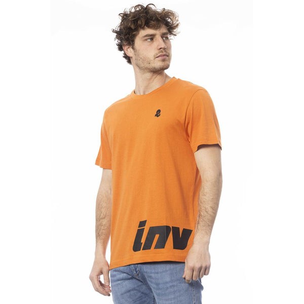 Lebendiges orangefarbenes Crew Neck -Logo -T -Shirt