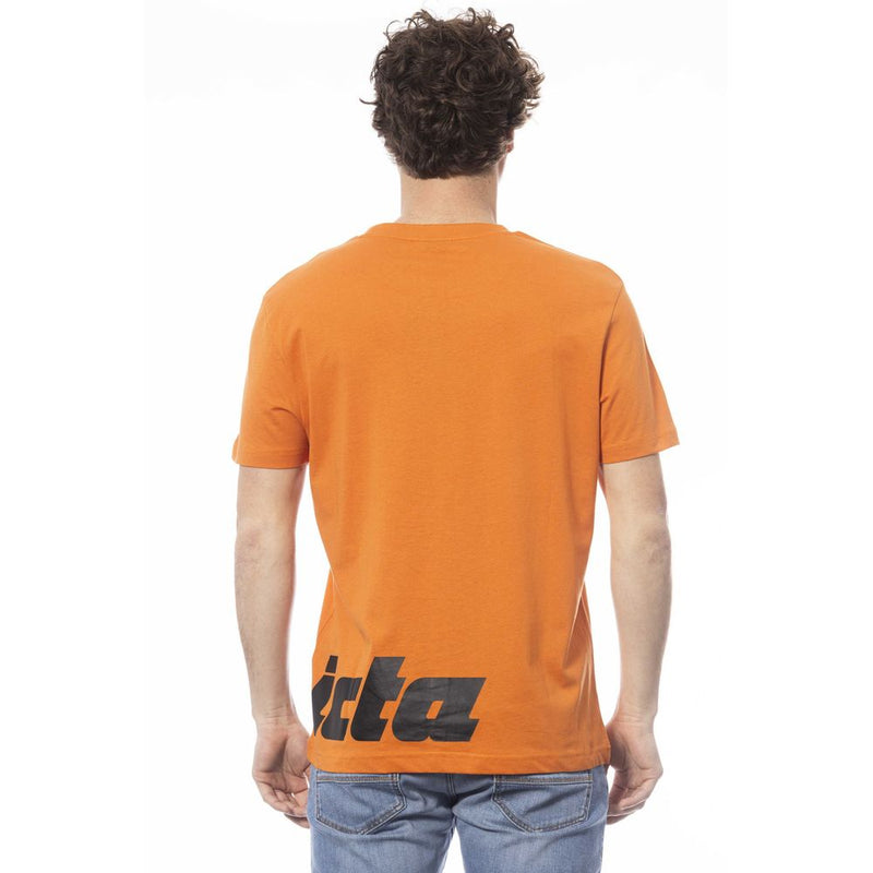 Lebendiges orangefarbenes Crew Neck -Logo -T -Shirt