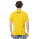 T-sho de logo de cou de couche jaune ensoleillé