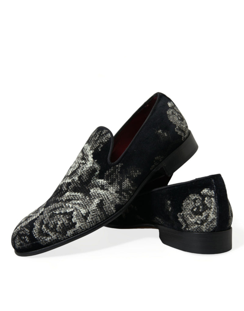 Mocassins en velours floral élégants