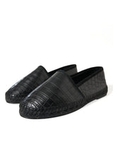 Exotische schwarze Leder -Espadrilles