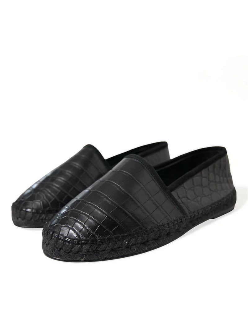 Espadrilles en cuir noir exotique