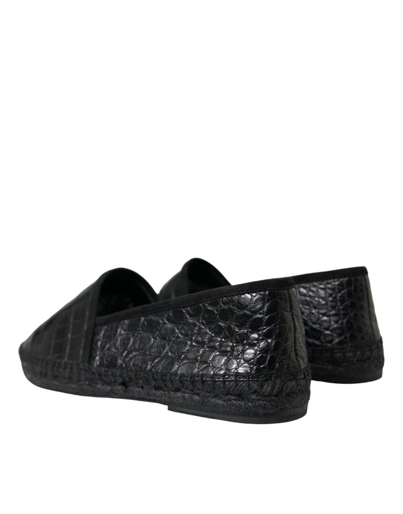 Espadrilles en cuir noir exotique