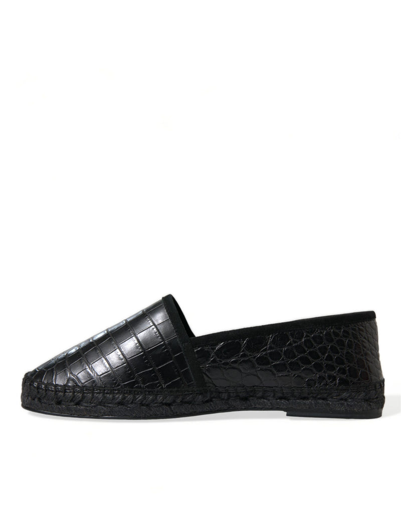 Exotische schwarze Leder -Espadrilles