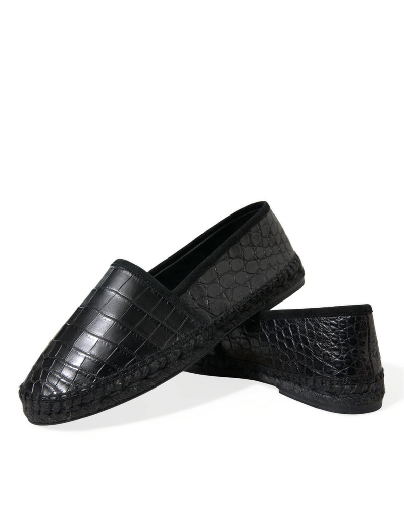 Exotische schwarze Leder -Espadrilles