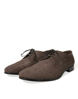 Elegante Raffia Upper Derby Schuhe - Schnürung in Braun