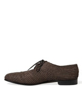 Elegant Raffia Raffia Upper Derby Shoes - Lacet Up in Brown