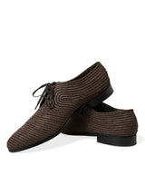 Elegant Raffia Raffia Upper Derby Shoes - Lacet Up in Brown