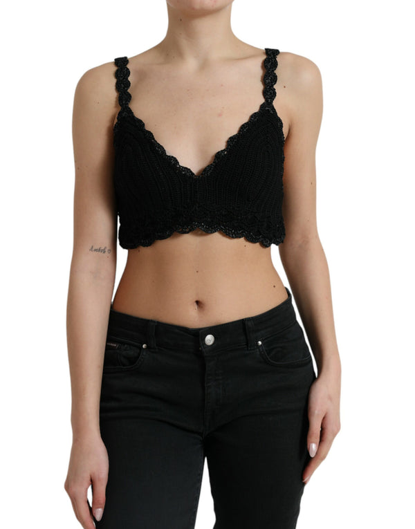 Elegante Top de corsé de crochet negro