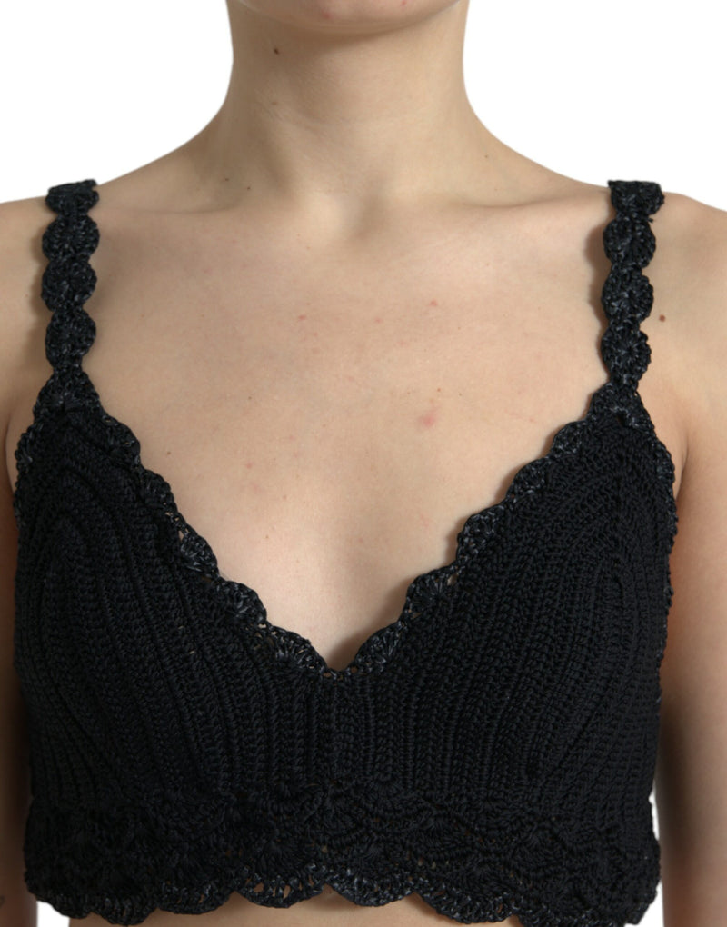 Élégant haut de corset au crochet noir