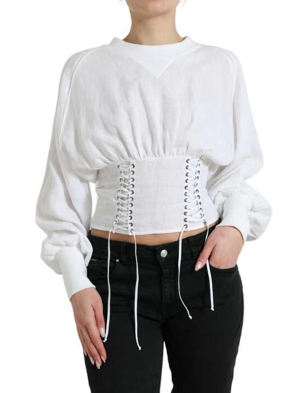 Elegante corsetto a pizzo bianco Top