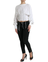 Elegante corsetto a pizzo bianco Top