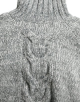 Elegant Gray Cashmere Blend Turtleneck Pullover