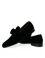 Elegant Black Velvet Loafers - Men's Luxury Footwear