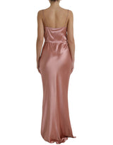 Elegantes langes Seidenkleid in Pink