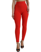 Elegante rote Leggings mit hoher Taille