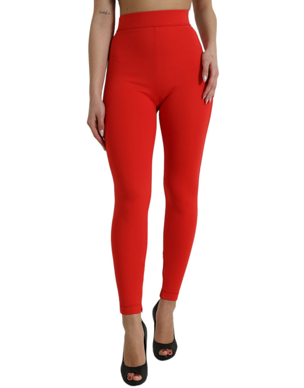 Elegantes leggings rojos de cintura alta