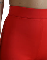 Elegant High Waist Red Leggings