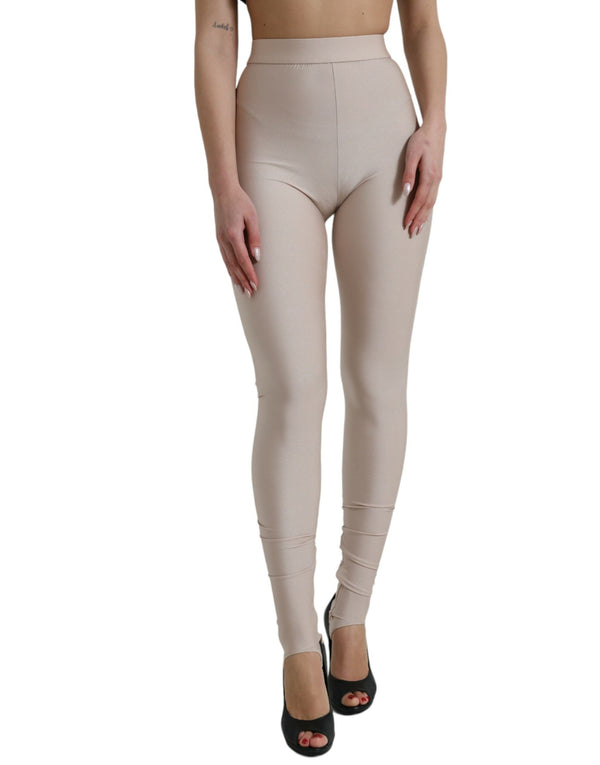 Schicke beige hohe Taille -Leggings