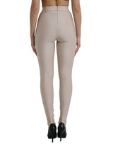 Schicke beige hohe Taille -Leggings