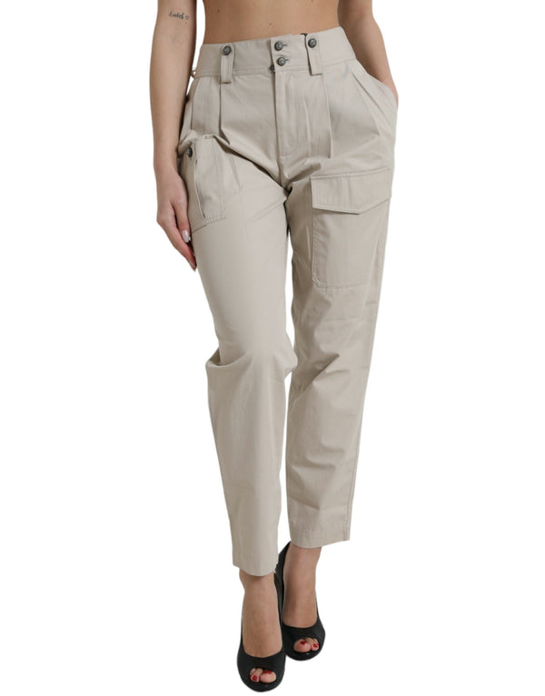 Pantalones de moda cónicos de cintura alta - beige