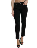 Jeans de mezclilla de cintura media negra y black