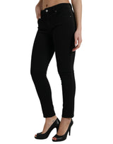 Chic Black Mid Mid Waist Denim Jeans