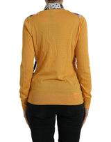 Elegant Patchwork Henley Silk Blend Sweater