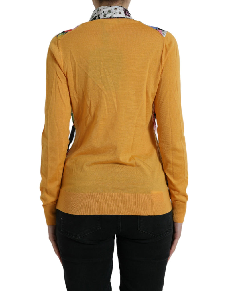 Elegante patchwork Henley Silk Blend Sweater