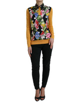 Elegante Patchwork Henley Silk Blend suéter