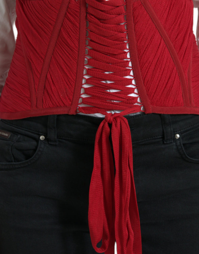 Ceinture de taille de corset de soie en rouge ardent