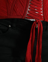 Ceinture de taille de corset de soie en rouge ardent