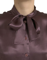 Elegante blusa de cuello ascot de seda