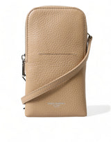 Elegante beige Leder Crossbody -Telefontasche